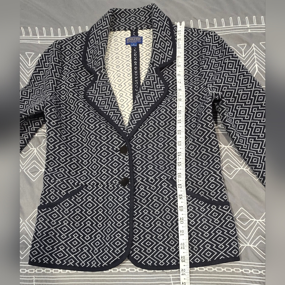 Pendleton Geometric Navy And White Blazer Size Sm… - image 5
